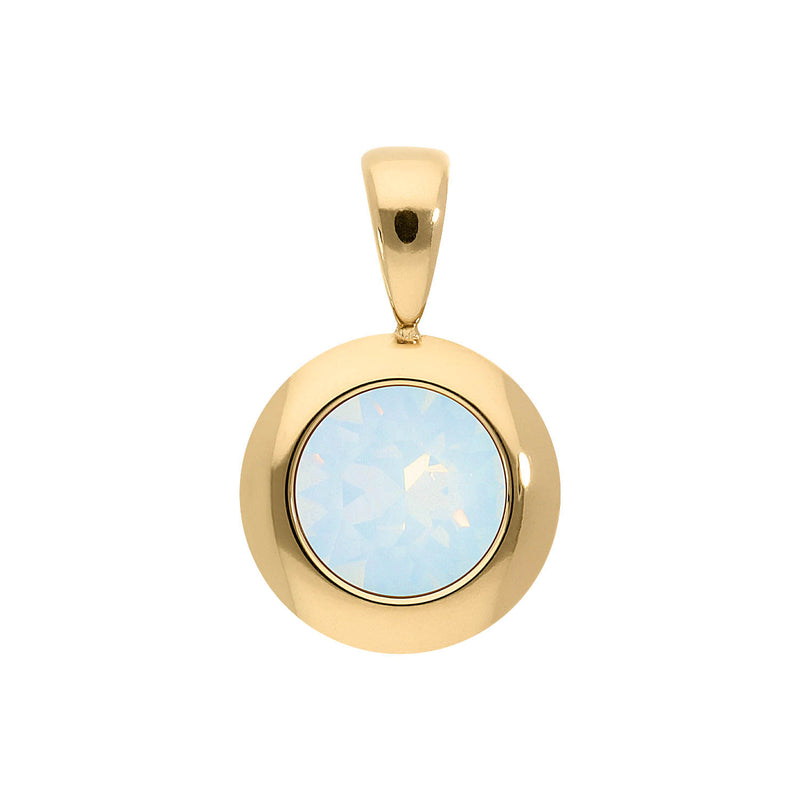 Tondo Pendant 0.51" - Gold white opal