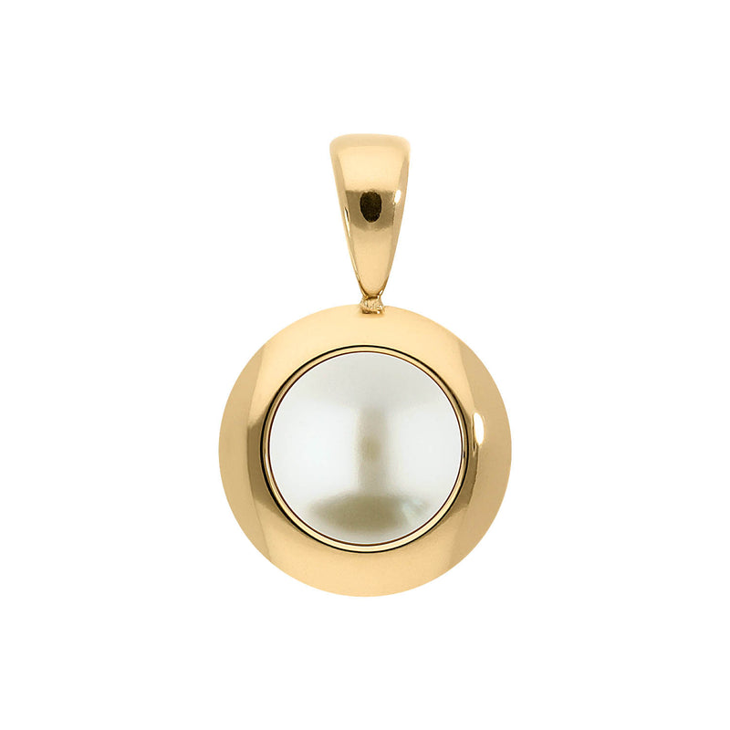 Tondo Pendant 0.51" - Gold cream pearl