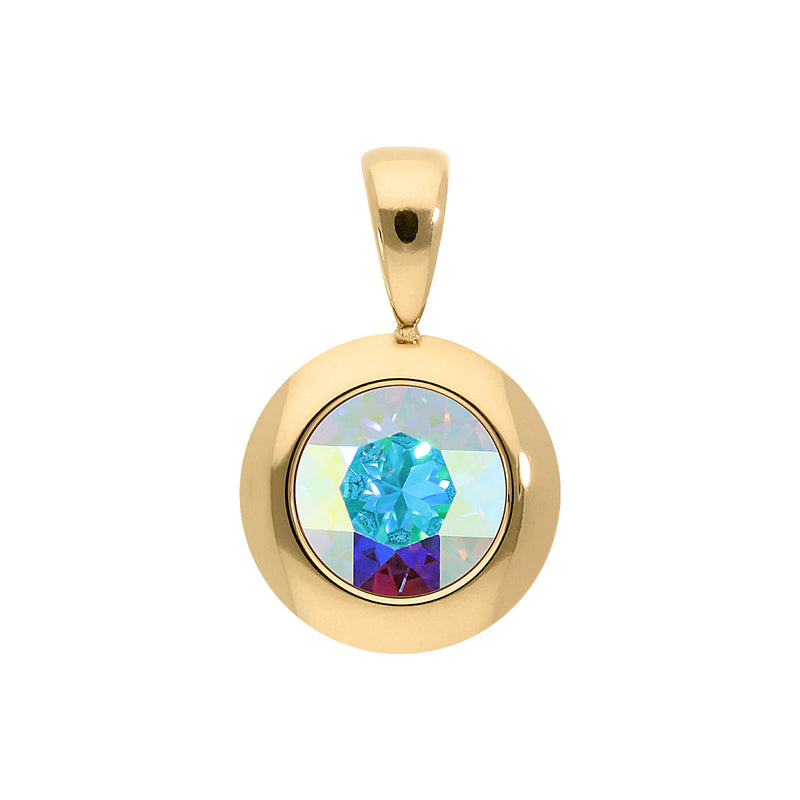Tondo Pendant 0.51" - Gold crystal aurora boreale