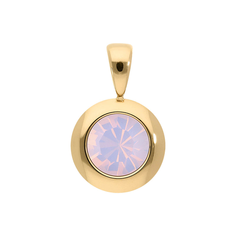 Tondo Pendant 0.51" - Gold rose opal