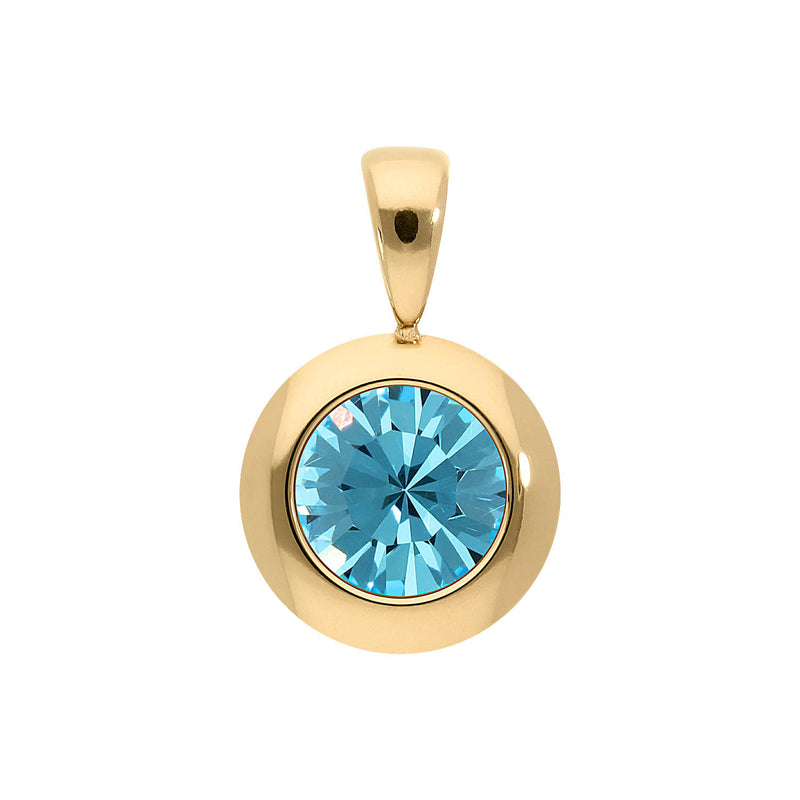 Tondo Pendant 0.51" - Gold aquamarine