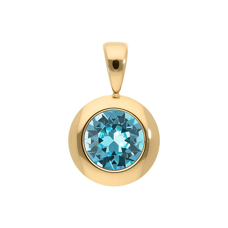 Tondo Pendant 0.51" - Gold Light Turquoise