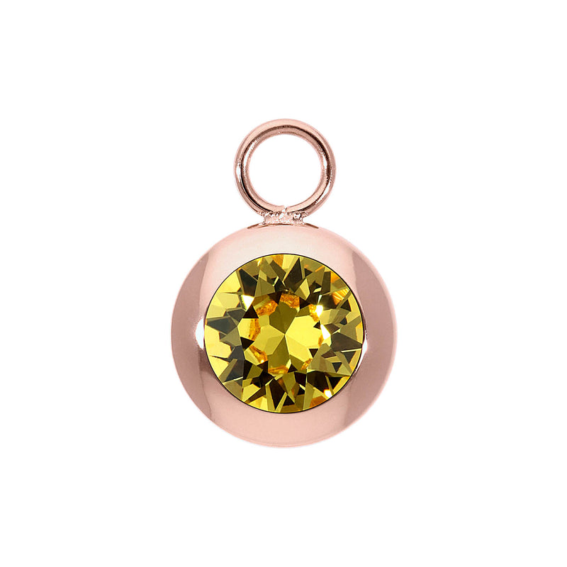 Tondo Charm 0.51" - Rose Gold light topaz