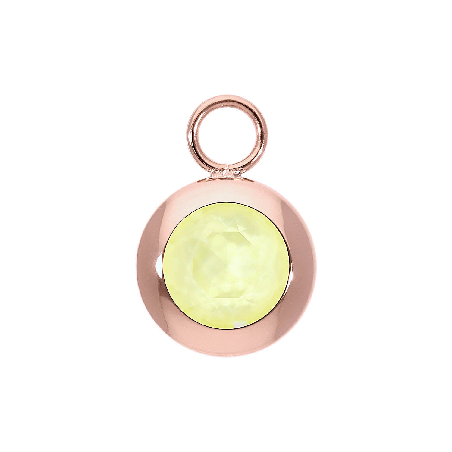Tondo Charm 0.51" - Rose Gold crystal soft yellow ignite
