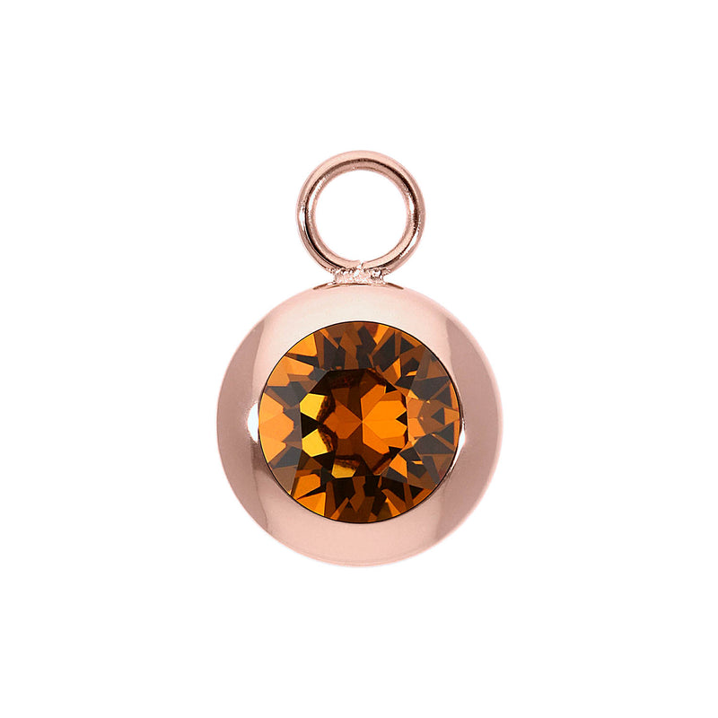 Tondo Charm 0.51" - Rose Gold light amber