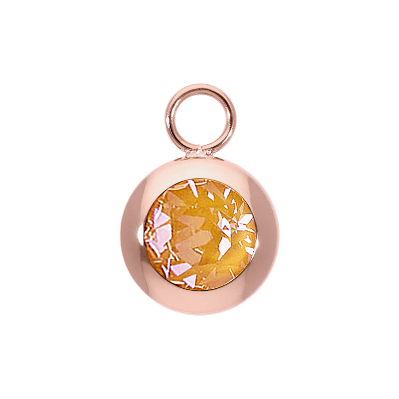 Tondo Charm 0.51" - Rose Gold Crystal Mango Ignite