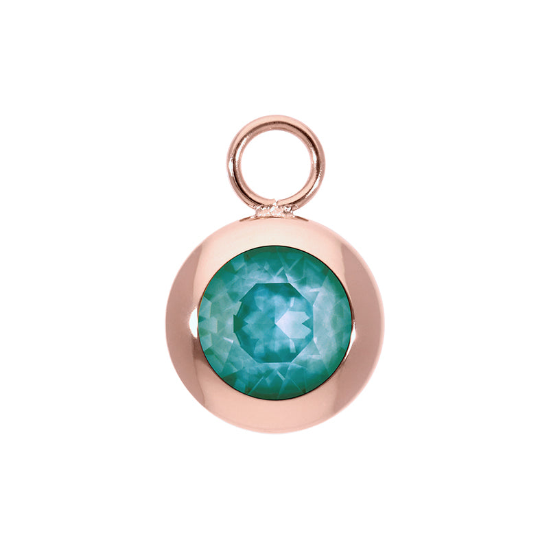 Tondo Charm 0.51" - Rose Gold Crystal Pine Green Ignite