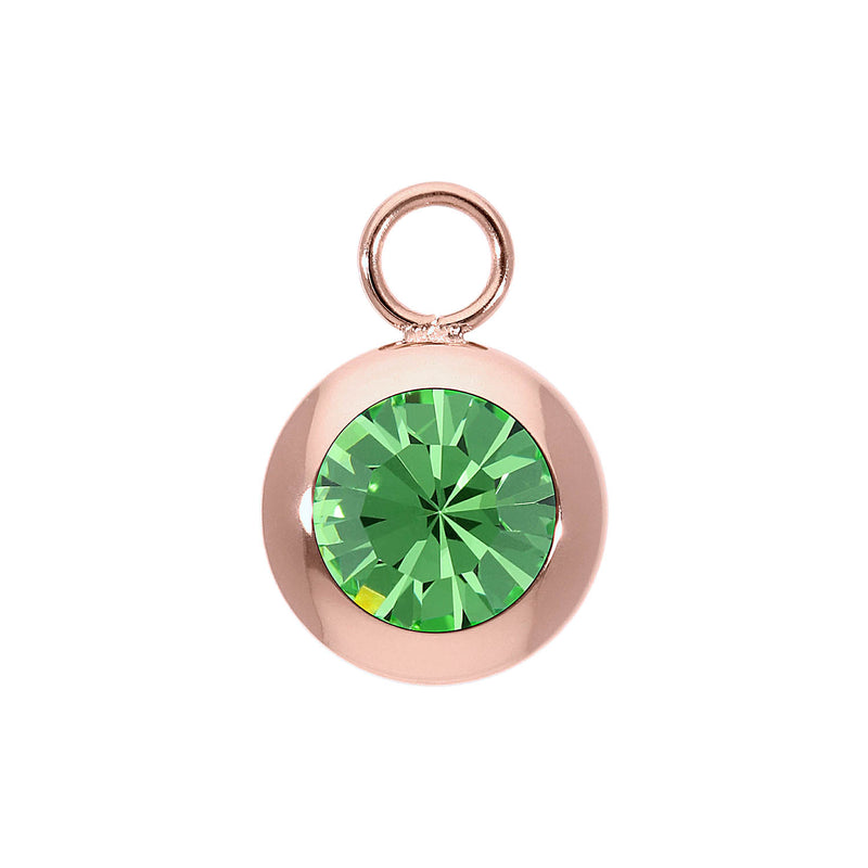 Tondo Charm 0.51" - Rose Gold peridot