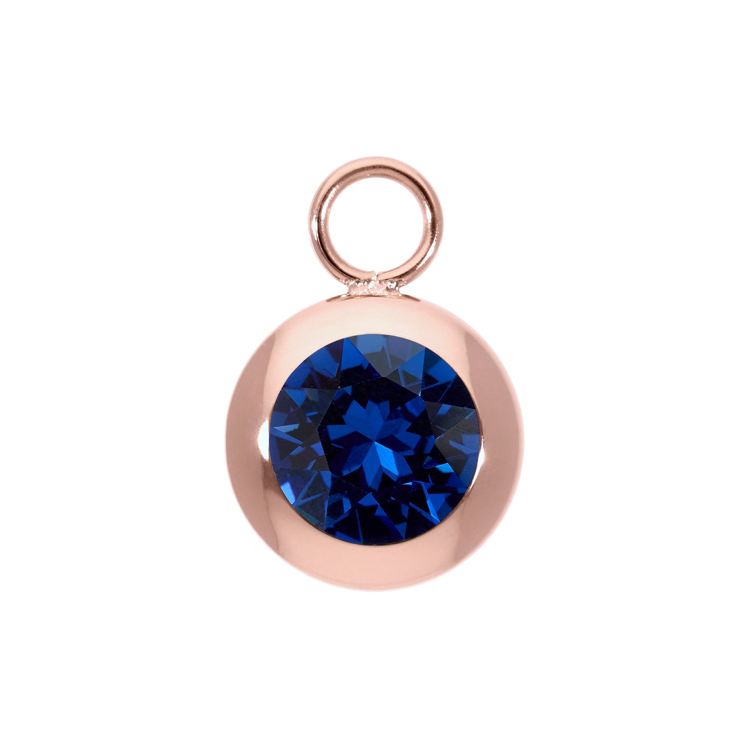 Tondo Charm 0.51" - Rose Gold ReCreated Dark Sapphire