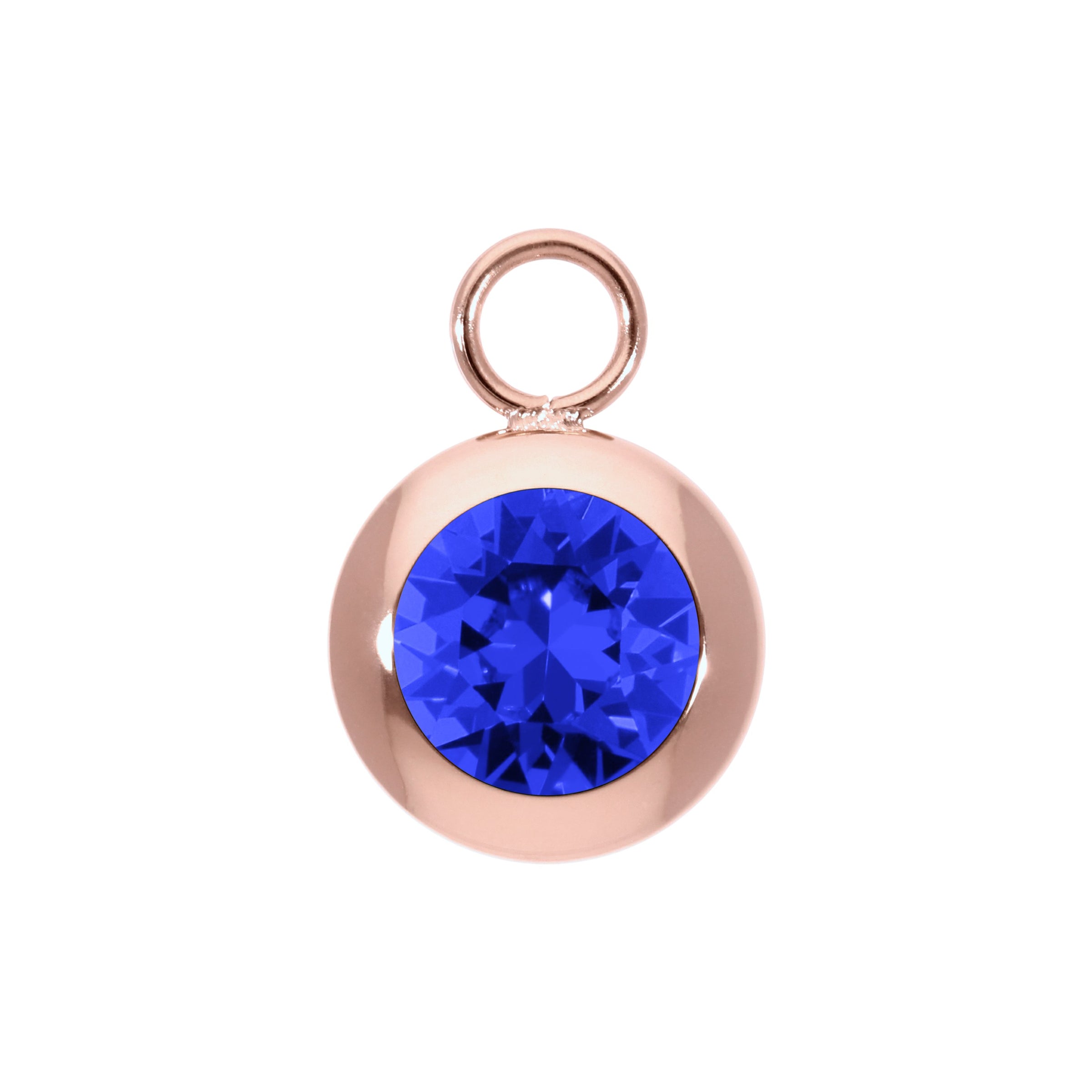 Tondo Charm 0.51" - Rose Gold ReCreated Dark Sapphire
