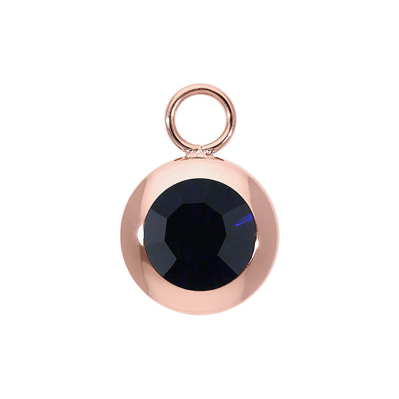 Tondo Charm 0.51" - Rose Gold Dark Indigo