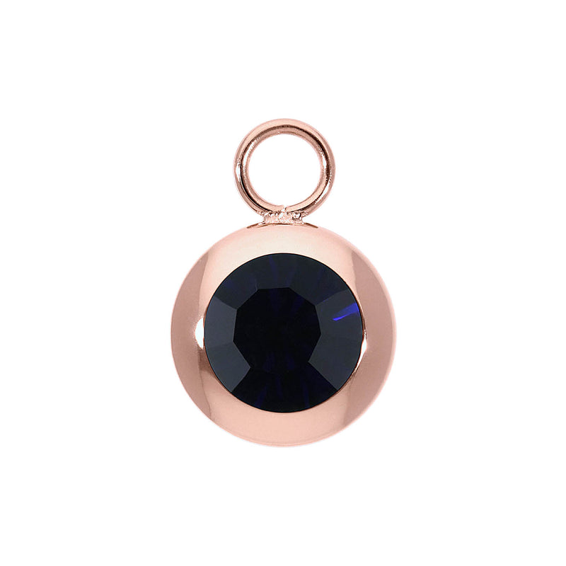 Tondo Charm 0.51" - Rose Gold Dark Indigo