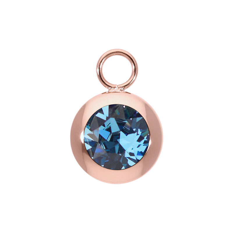 Tondo Charm 0.51" - Rose Gold Denim Blue