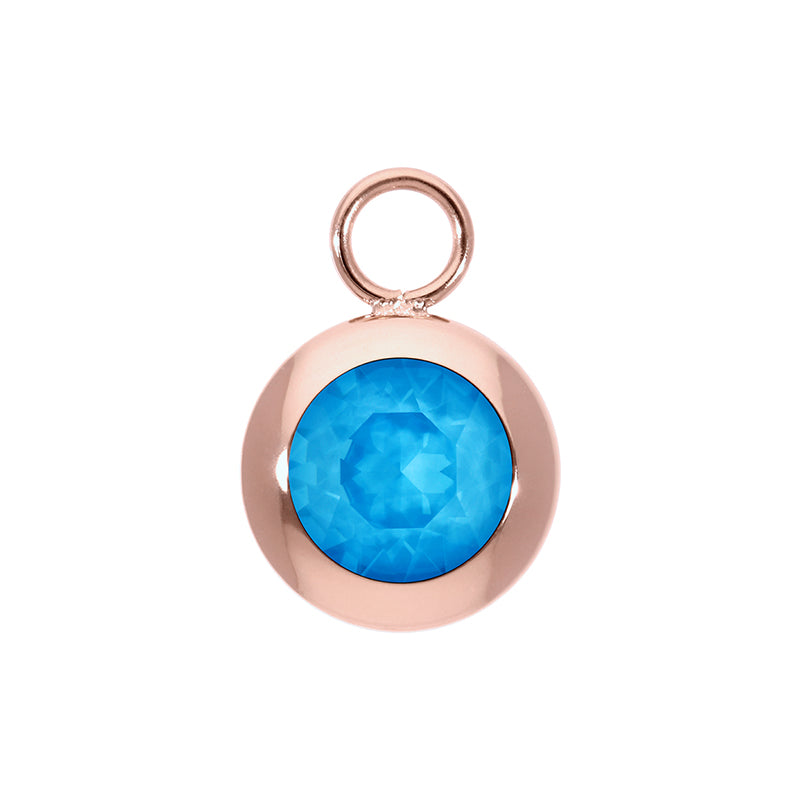 Tondo Charm 0.51" - Rose Gold Crystal Electric Blue Ignite