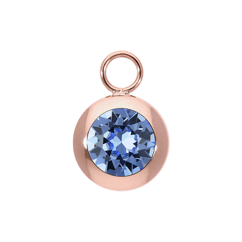 Tondo Charm 0.51" - Rose Gold light sapphire