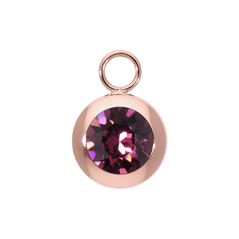 Tondo Charm 0.51" - Rose Gold amethyst