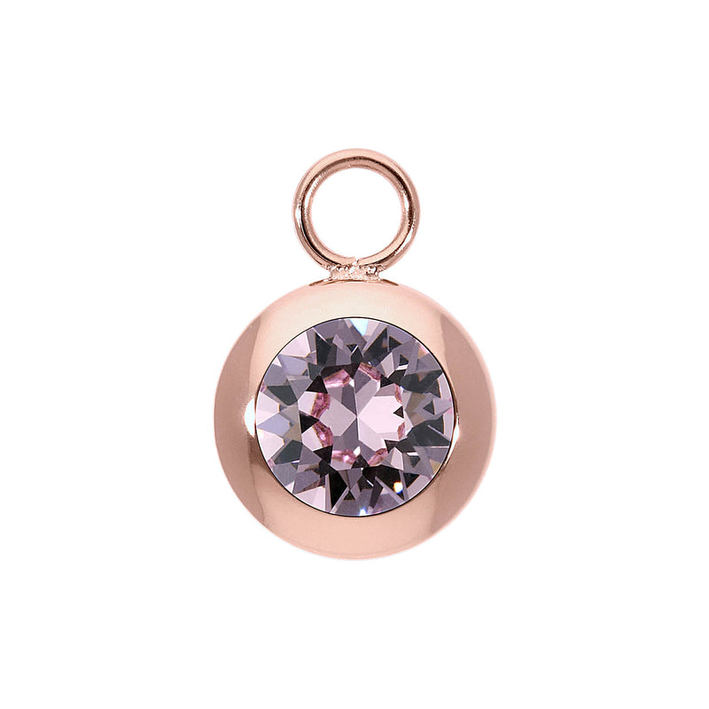 Tondo Charm 0.51" - Rose Gold light amethyst