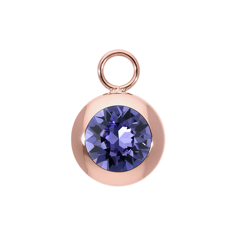 Tondo Charm 0.51" - Rose Gold tanzanite
