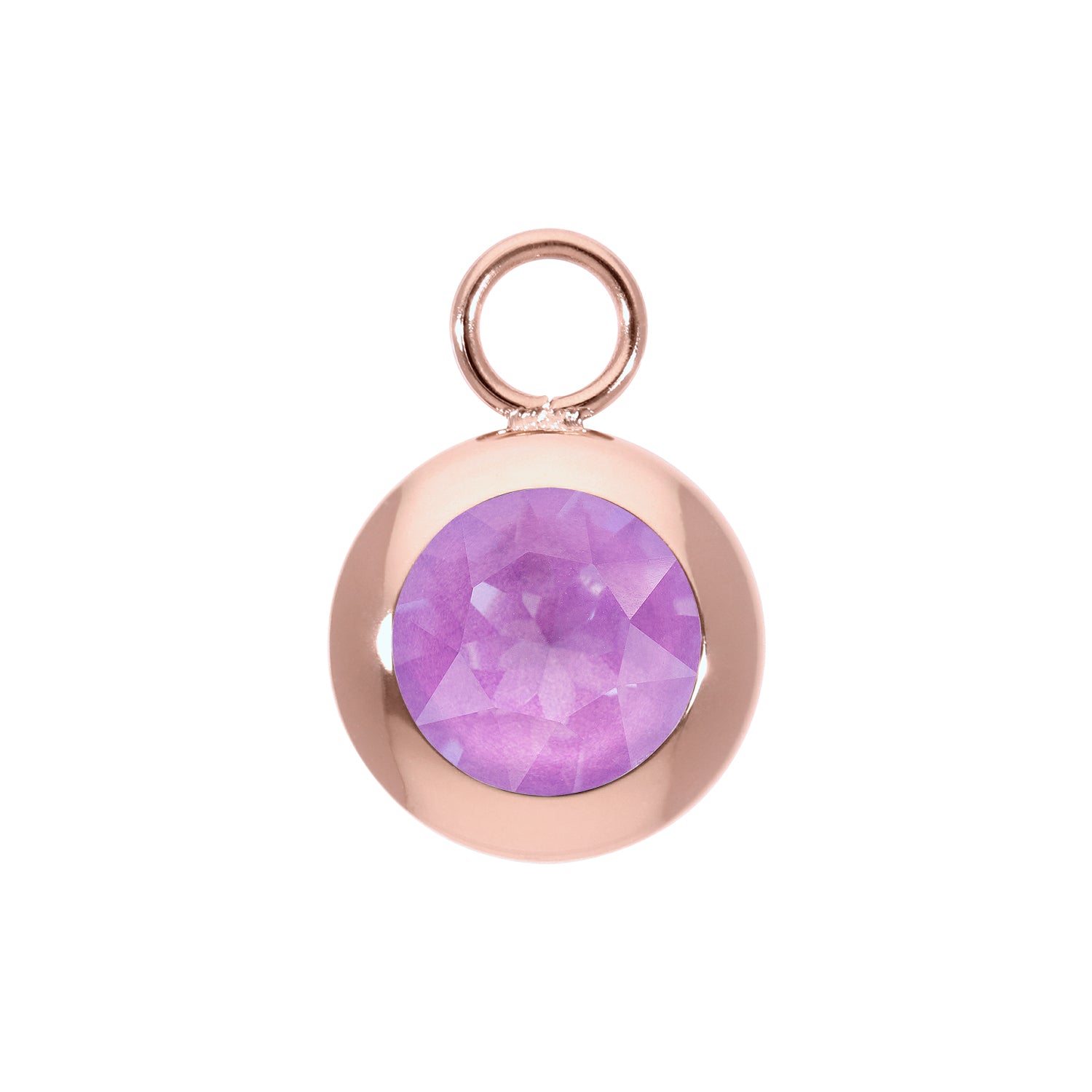 Tondo Charm 0.51" - Rose Gold Crystal Electric Violet Ignite