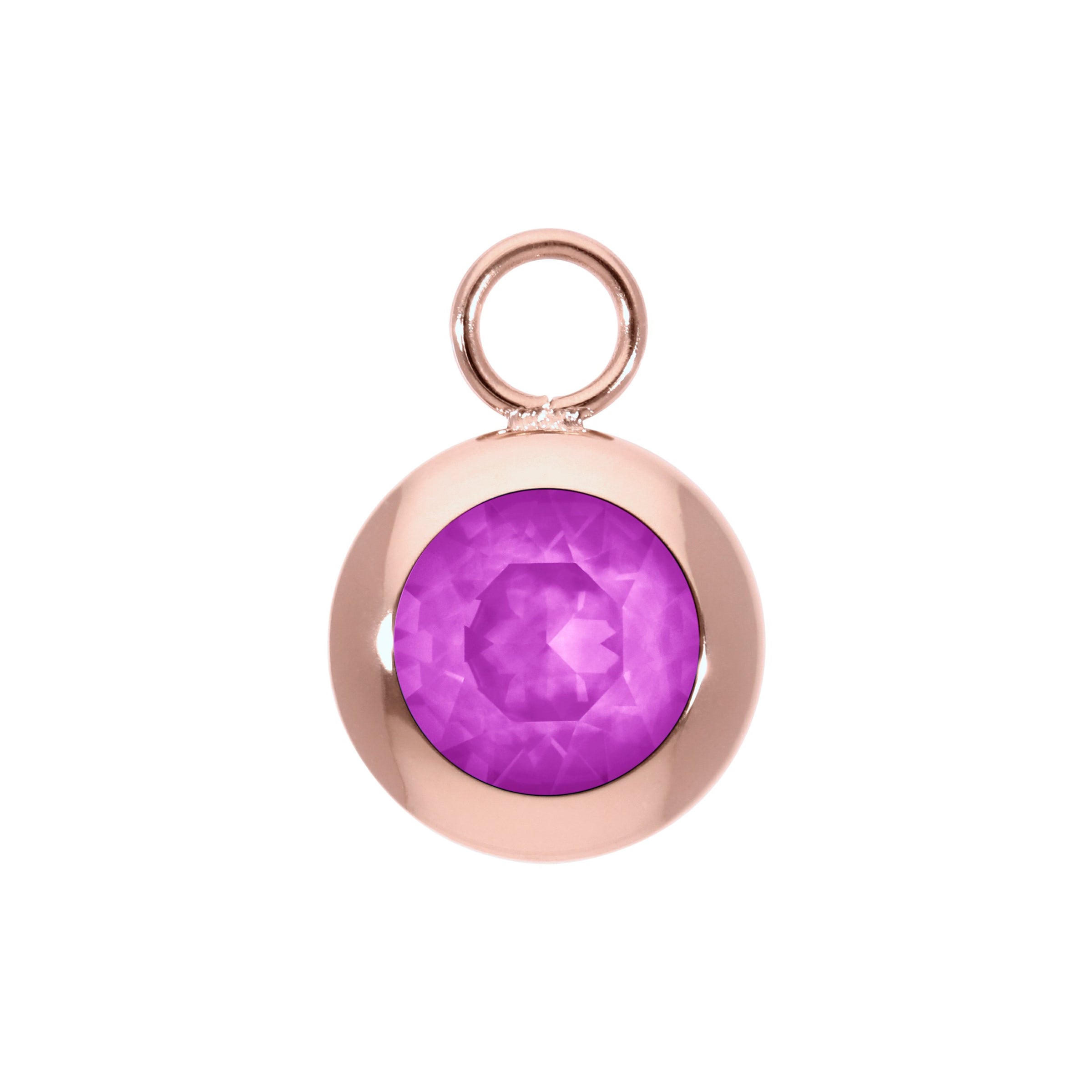 Tondo Charm 0.51" - Rose Gold Crystal Electric Violet Ignite