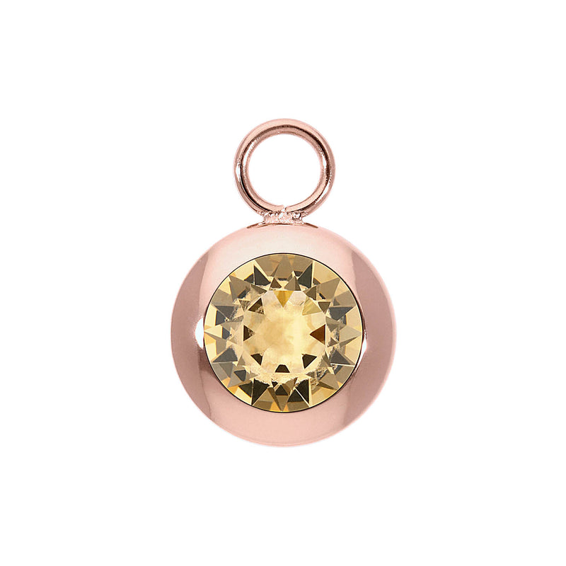 Tondo Charm 0.51" - Rose Gold light colorado topaz ignite