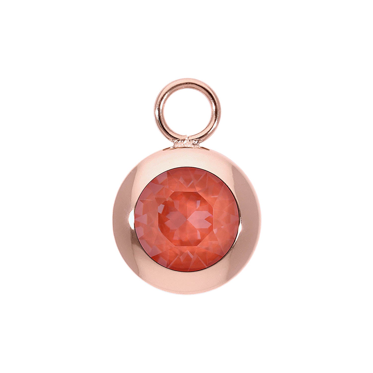Tondo Charm 0.51" - Rose Gold crystal maroon ignite