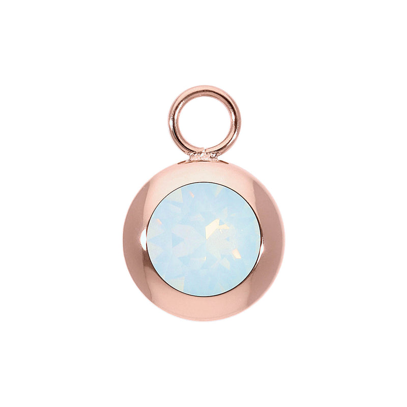 Tondo Charm 0.51" - Rose Gold white opal