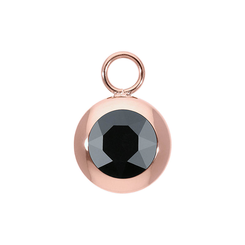 Tondo Charm 0.51" - Rose Gold jet hematite