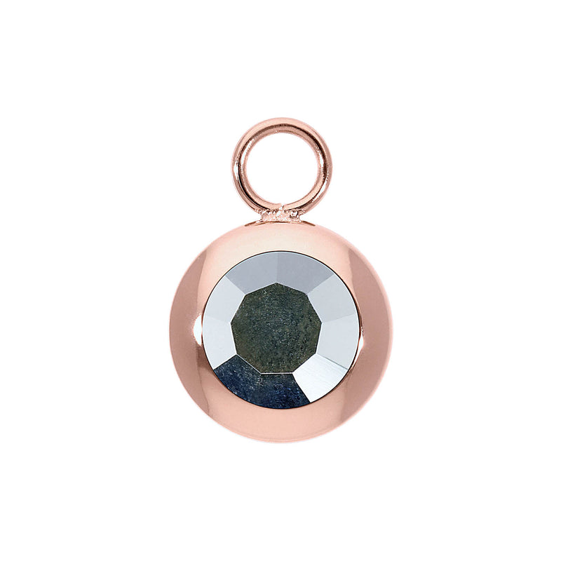 Tondo Charm 0.51" - Rose Gold crystal labrador