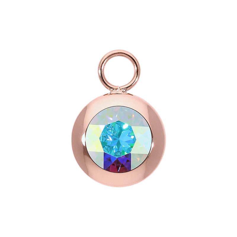 Tondo Charm 0.51" - Rose Gold crystal aurora boreale