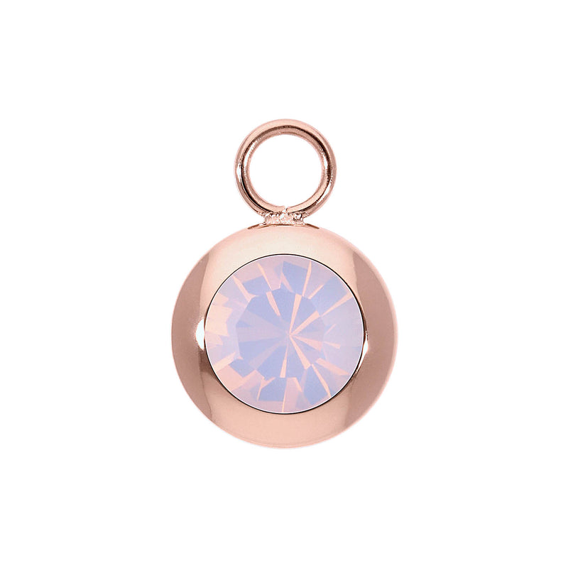 Tondo Charm 0.51" - Rose Gold rose opal