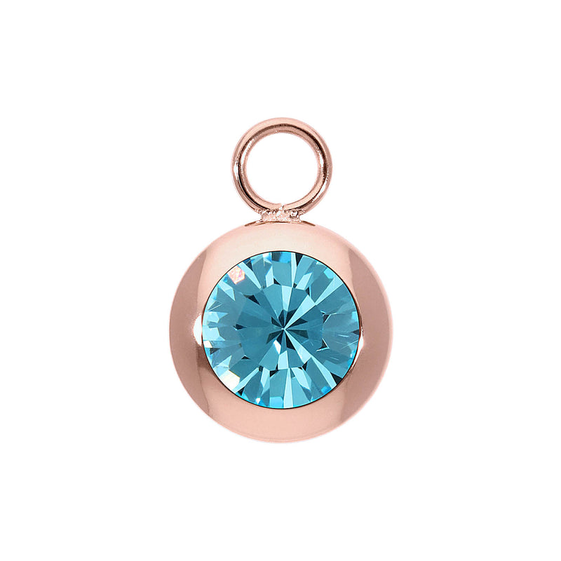 Tondo Charm 0.51" - Rose Gold aquamarine