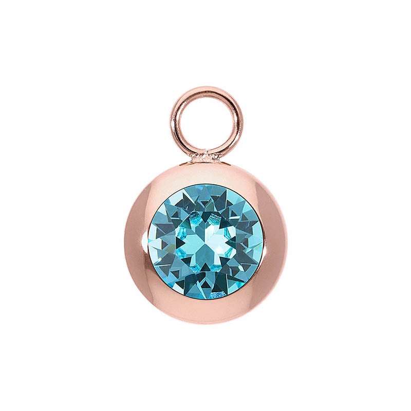 Tondo Charm 0.51" - Rose Gold Light Turquoise
