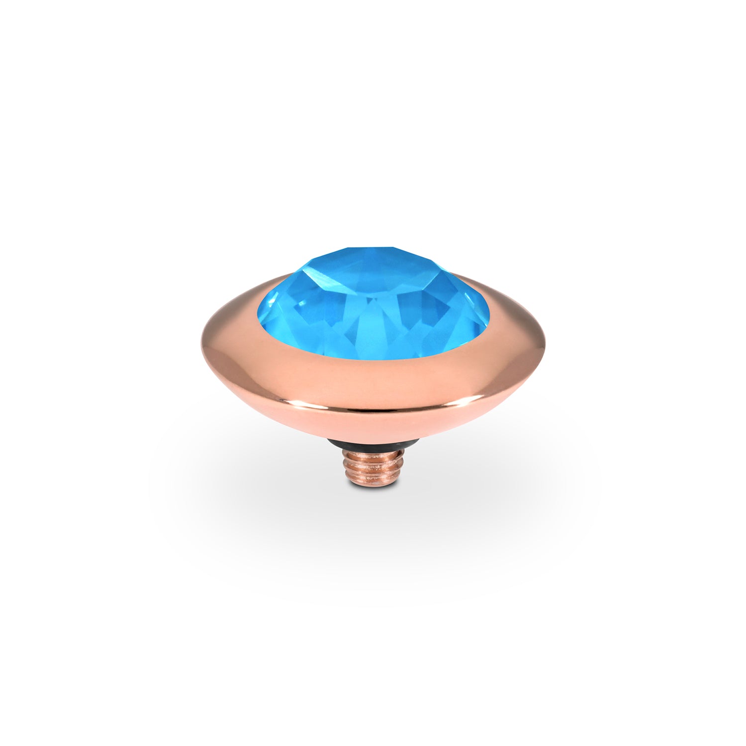 Tondo Top 0.51" - Rose Gold Crystal Electric Blue Ignite