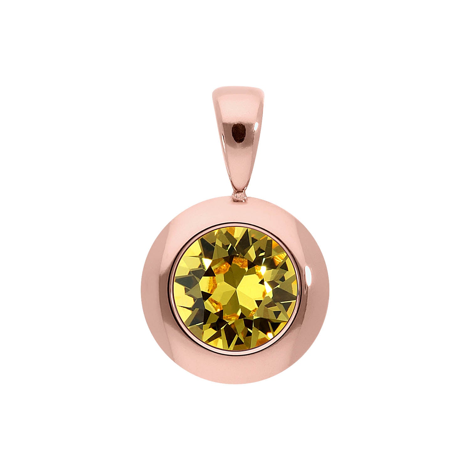 Tondo Pendant 0.51" - Rose Gold light topaz