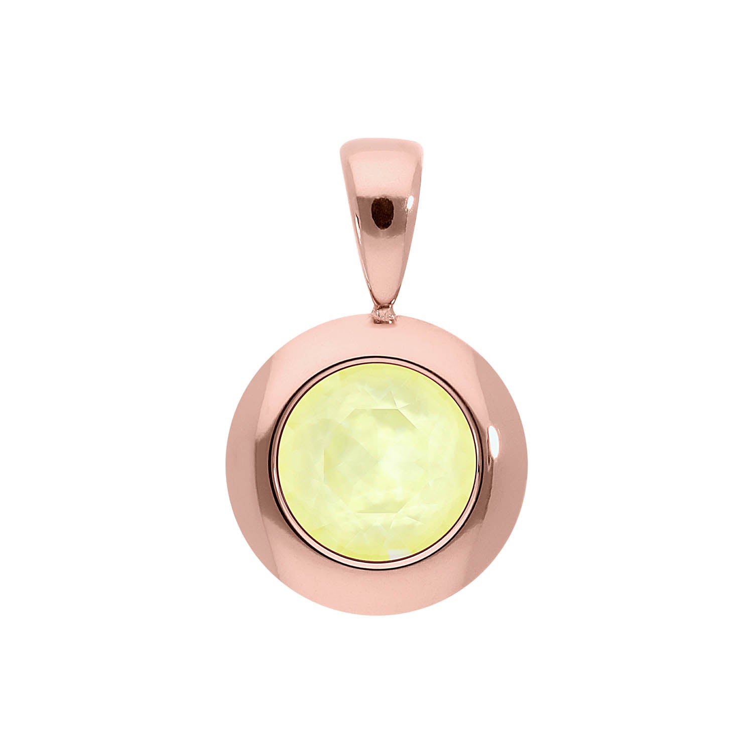 Tondo Pendant 0.51" - Rose Gold crystal soft yellow ignite