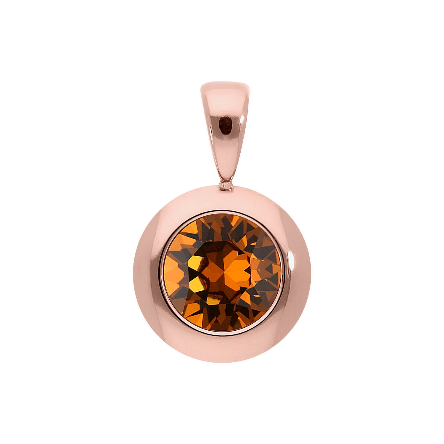 Tondo Pendant 0.51" - Rose Gold light amber