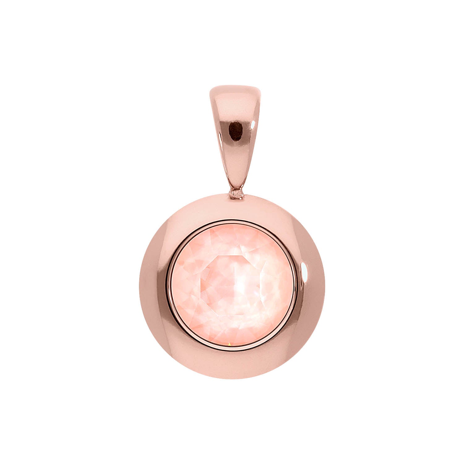 Tondo Pendant 0.51" - Rose Gold Crystal Flamingo Ignite