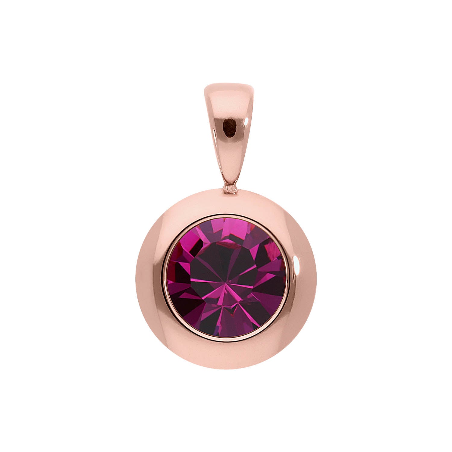 Tondo Pendant 0.51" - Rose Gold fuchsia