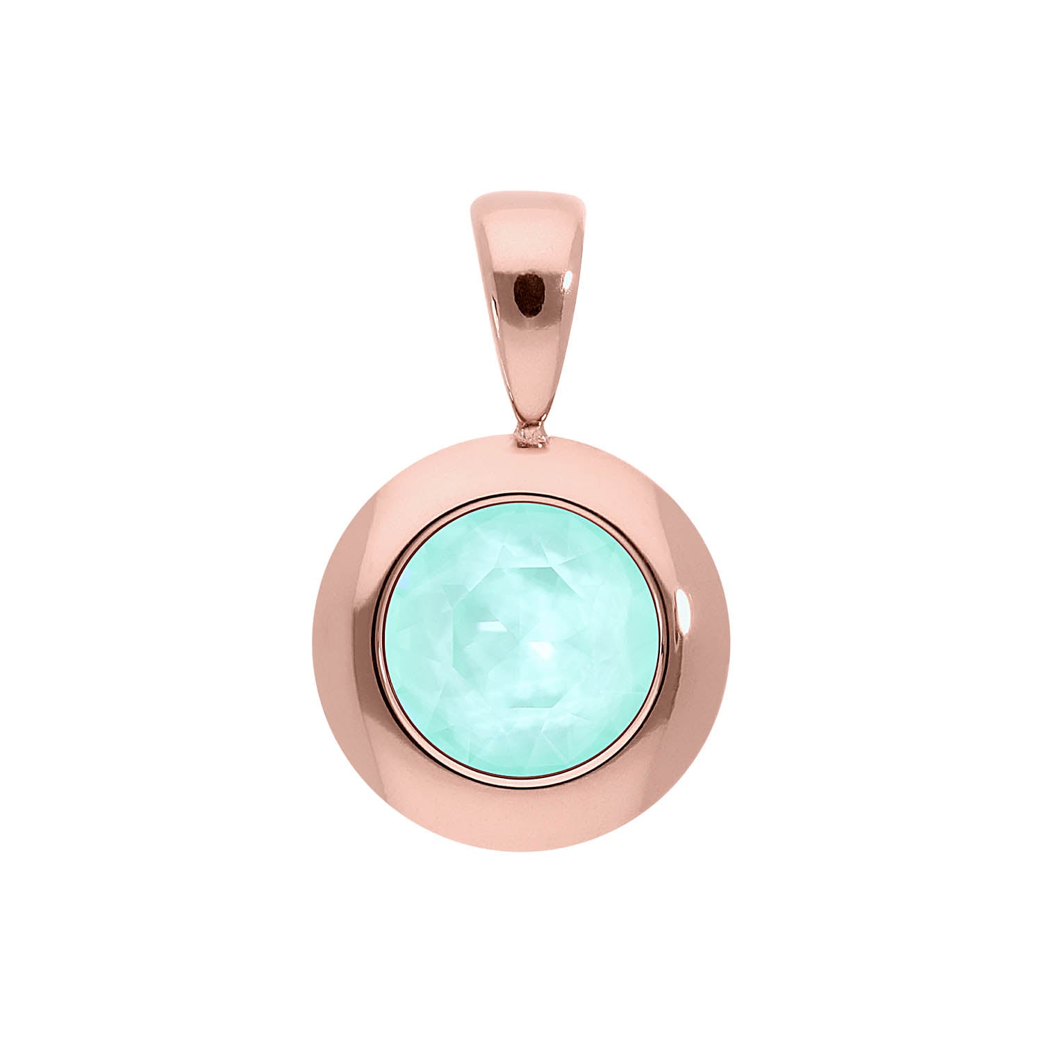 Tondo Pendant 0.51" - Rose Gold crystal soft mint ignite