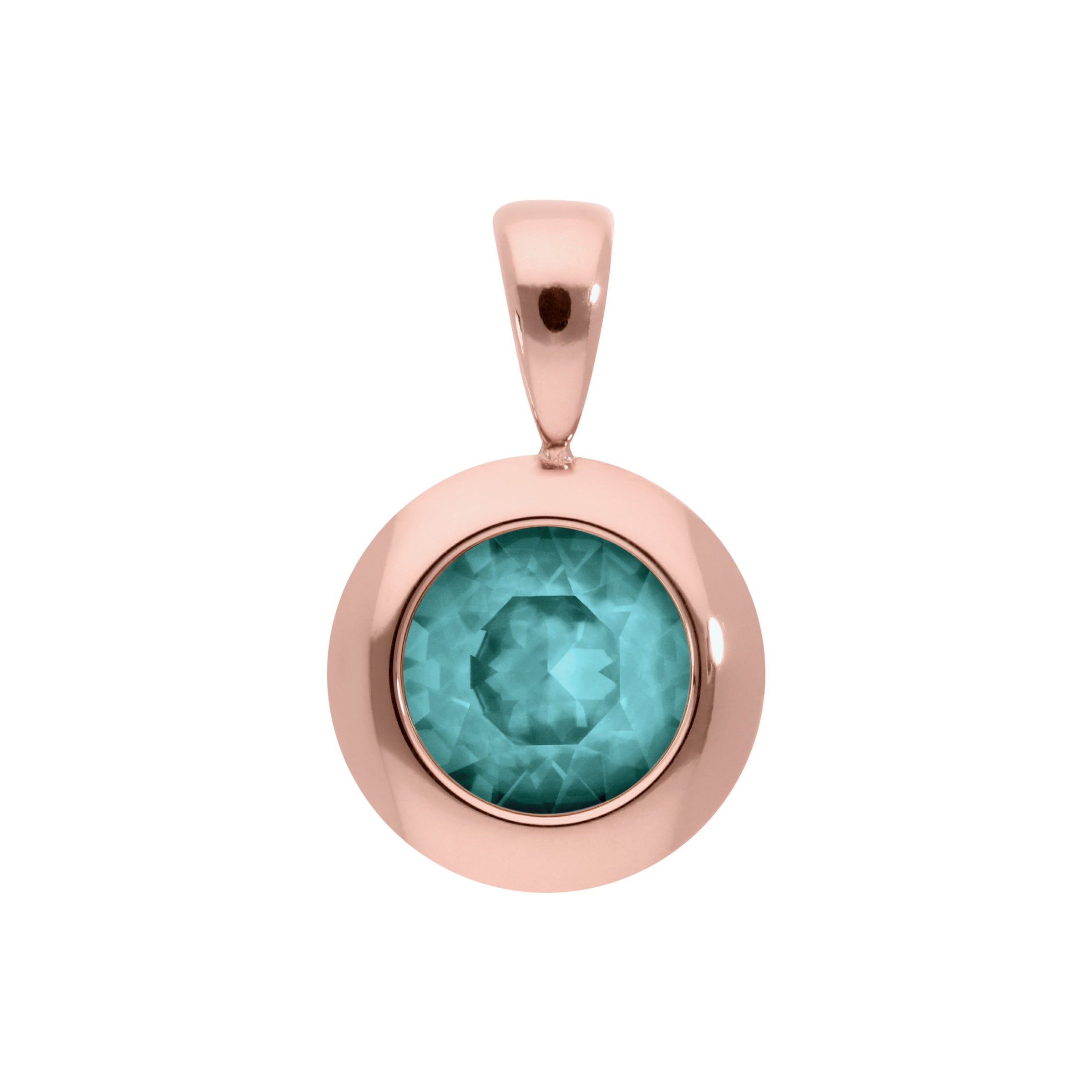 Tondo Pendant 0.51" - Rose Gold Crystal Pine Green Ignite
