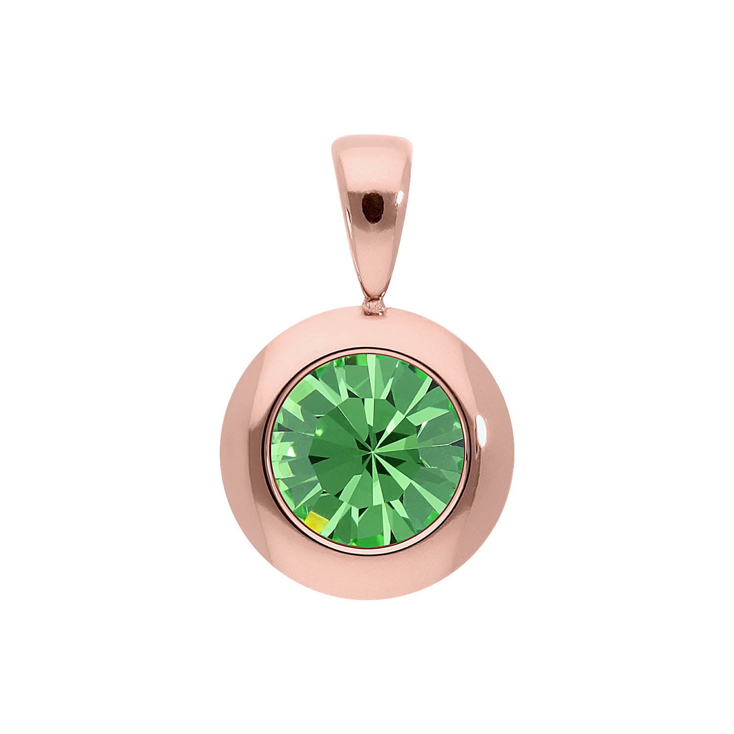 Tondo Pendant 0.51" - Rose Gold peridot