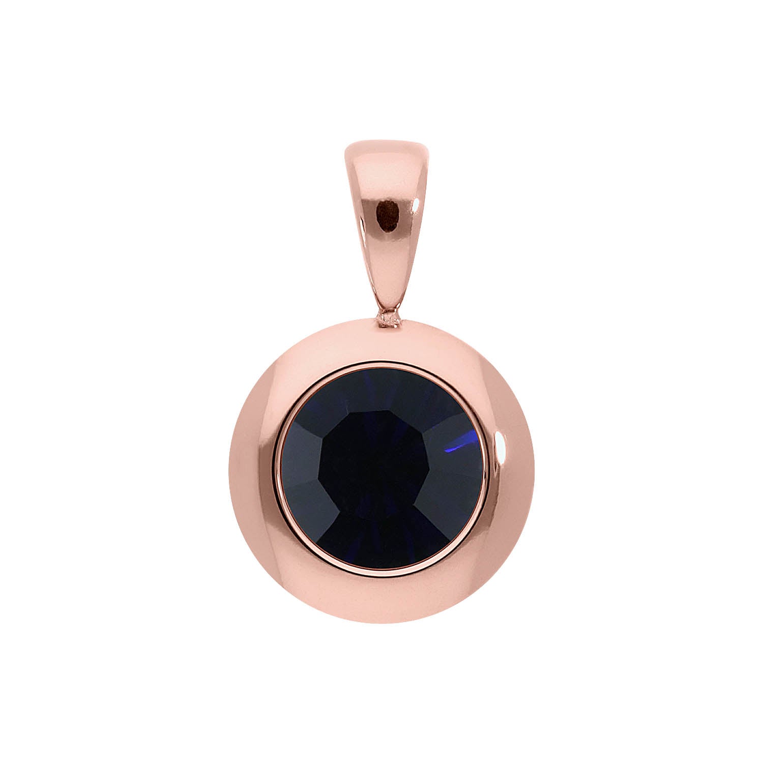 Tondo Pendant 0.51" - Rose Gold Dark Indigo