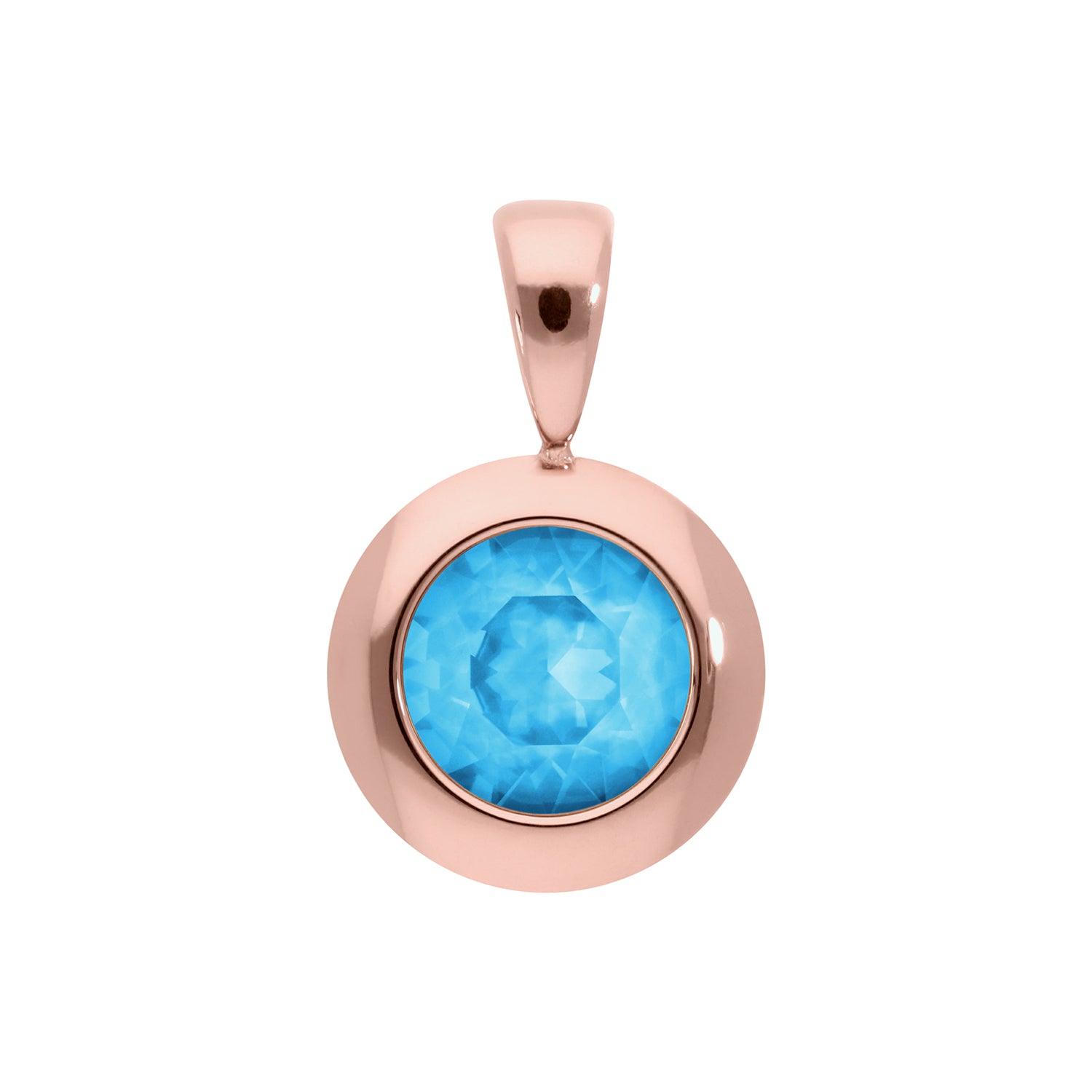 Tondo Pendant 0.51" - Rose Gold Crystal Electric Blue Ignite