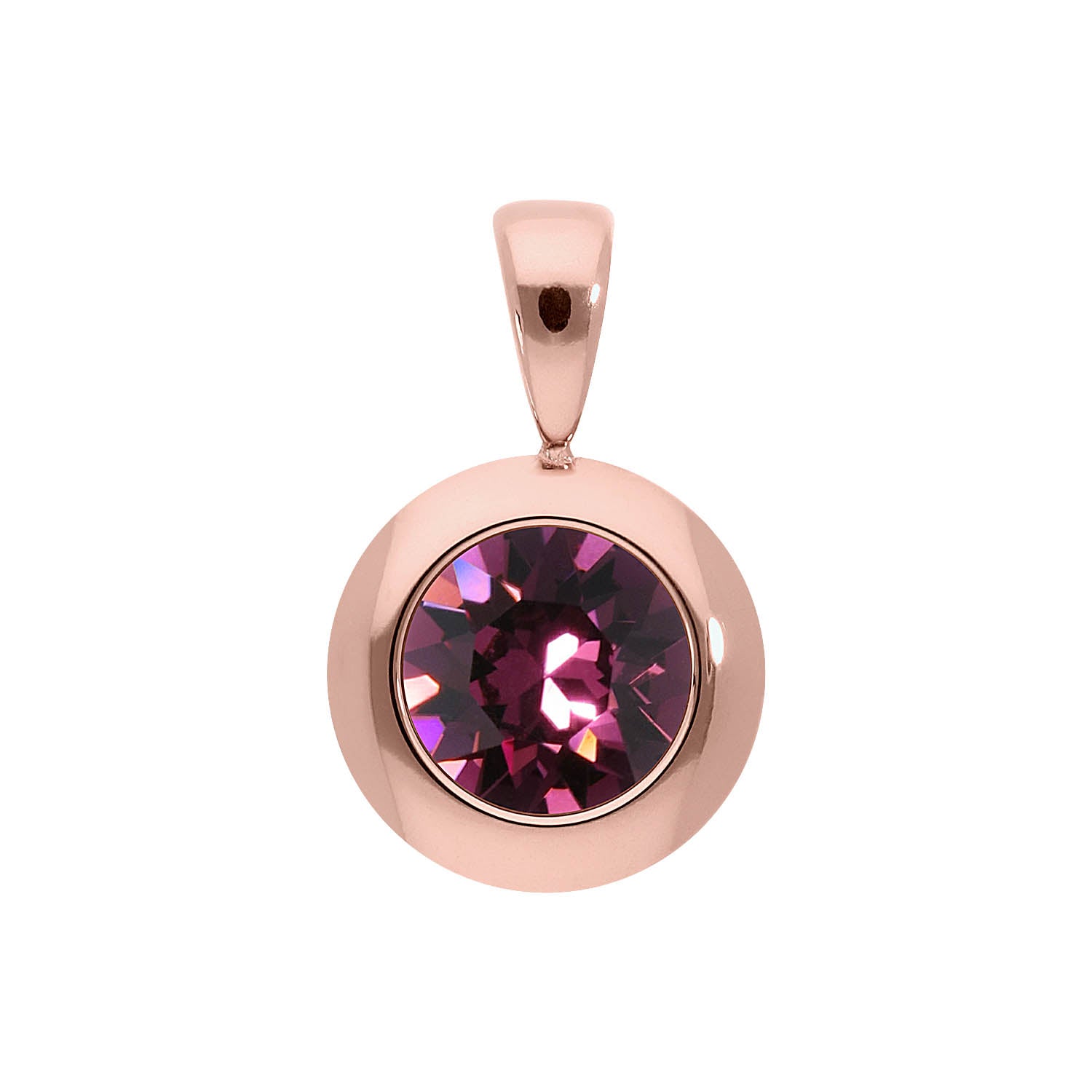 Tondo Pendant 0.51" - Rose Gold amethyst