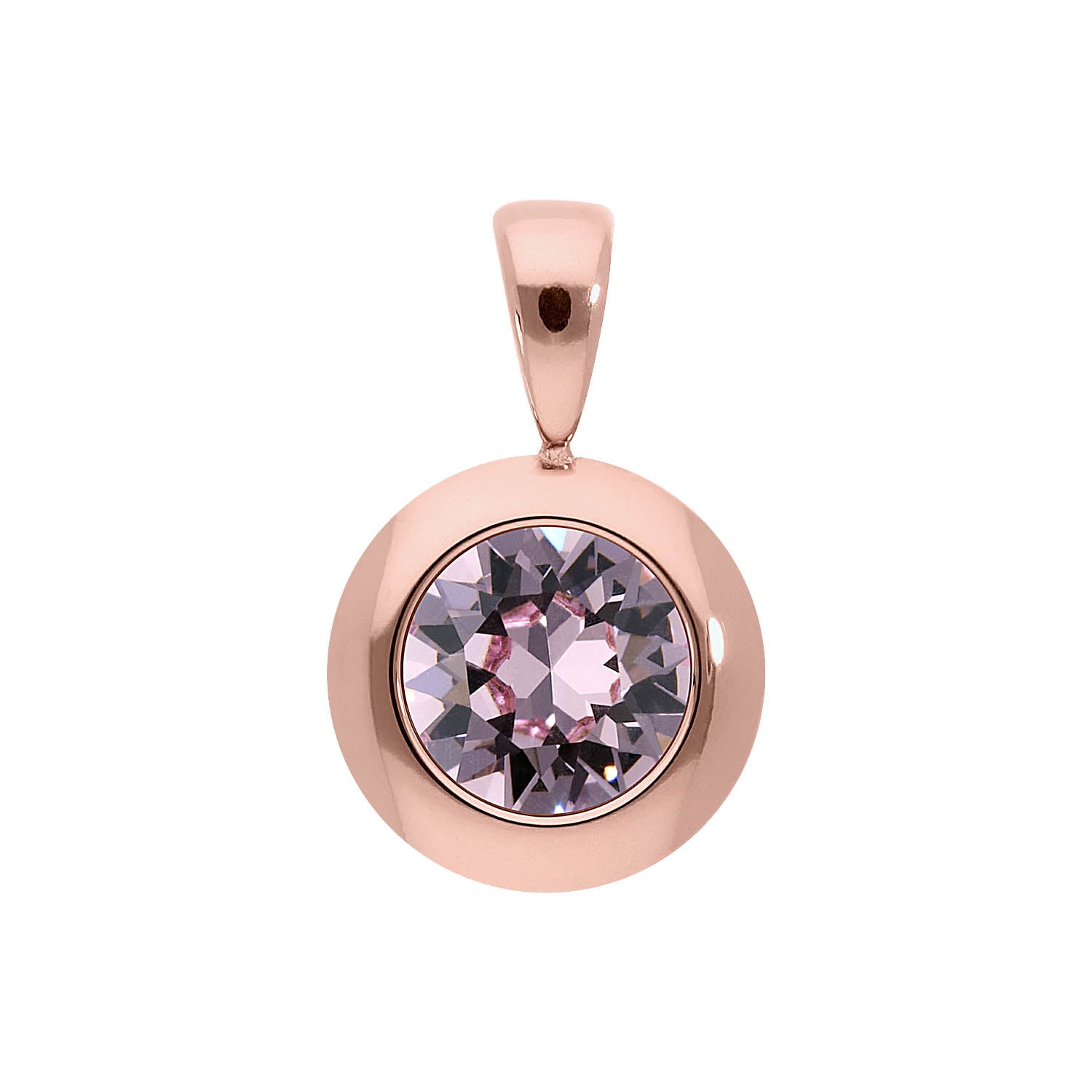 Tondo Pendant 0.51" - Rose Gold light amethyst