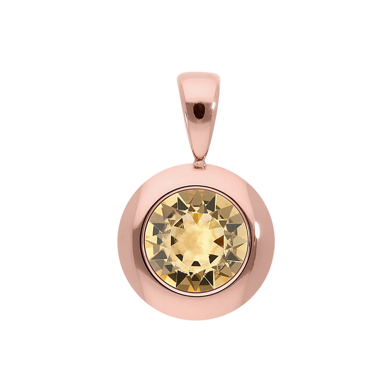 Tondo Pendant 0.51" - Rose Gold light colorado topaz ignite