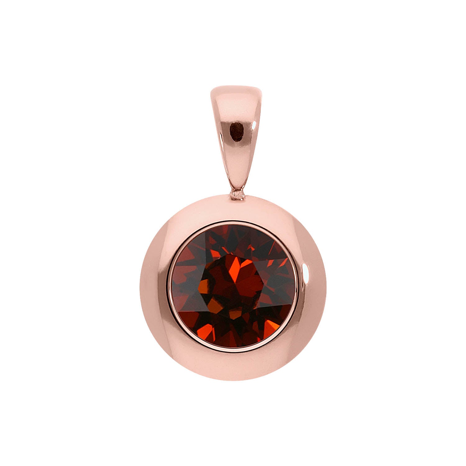 Tondo Pendant 0.51" - Rose Gold smoked amber