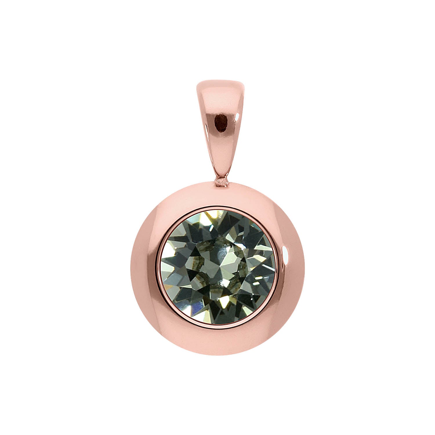 Tondo Pendant 0.51" - Rose Gold black diamond