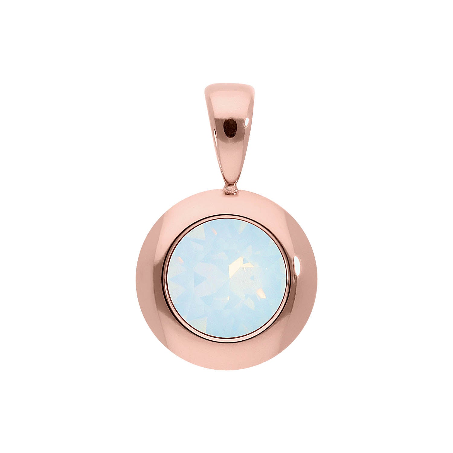 Tondo Pendant 0.51" - Rose Gold white opal